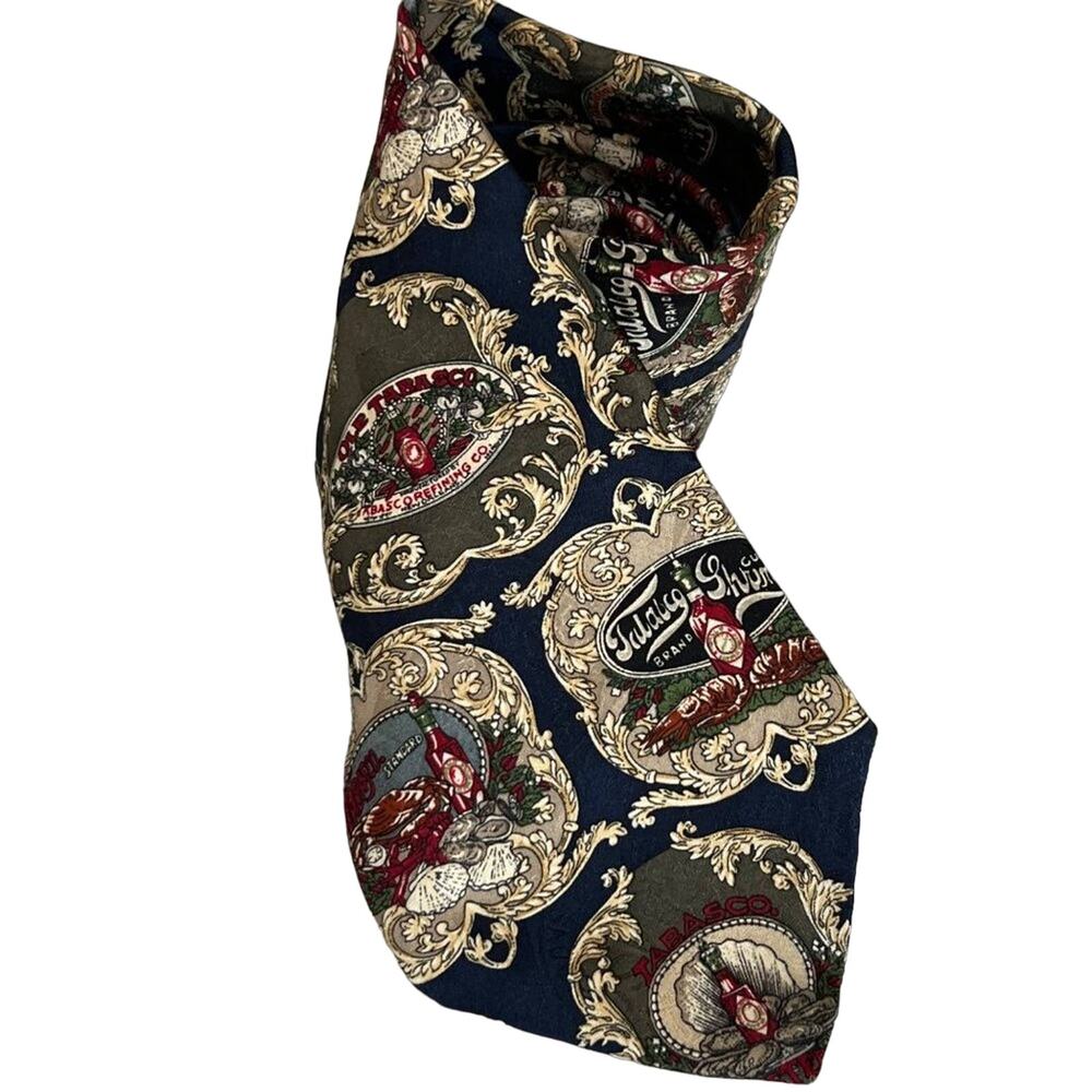 Tabasco Pepper Sauce Men's Tie Necktie  Blue/Gold‎